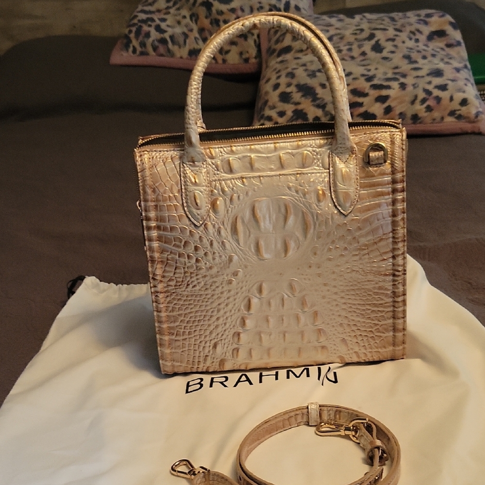 Brahmin Small Caroline Embossed Satchel- Pristine - Picture 2 of 5